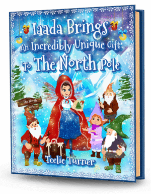 Cover of Iaada Brings An Incredibly Unique Gift To The North Pole, a north pole fairy christmas ebook featuring a fairy delivering a magical gift at the North Pole.