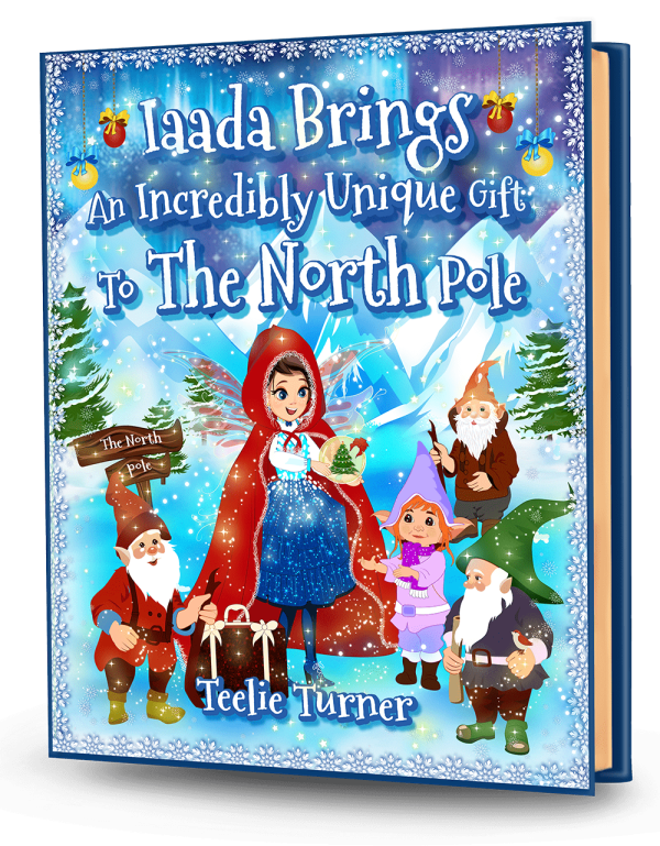Cover of Iaada Brings An Incredibly Unique Gift To The North Pole, a north pole fairy christmas ebook featuring a fairy delivering a magical gift at the North Pole.