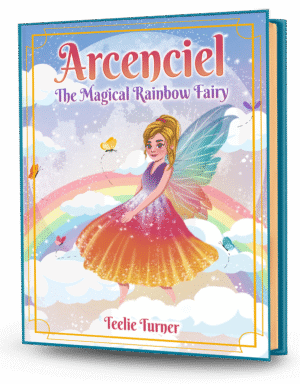 Cover of Arcenciel: The Magical Rainbow Fairy, a magical rainbow fairy adventure ebook featuring a colorful fairy surrounded by bright rainbow magic.