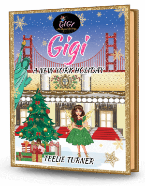 Cover of Gigi A New York Holiday Christmas, a new york holiday christmas fairy ebook featuring a stylish fairy celebrating Christmas in magical New York.