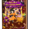 Hallie's Halloween Shop 3Dbook Cover of Hallie’s Halloween Shop, a halloween fairy shop adventure ebook featuring a magical fairy shop filled with Halloween costumes and treats.