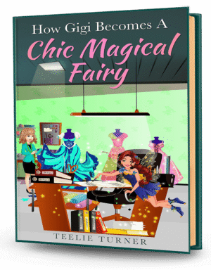 Cover illustration of How Gigi Becomes A Chic Magical Fairy, a chic magical fairy ebook featuring a stylish fairy discovering her magical sparkle.