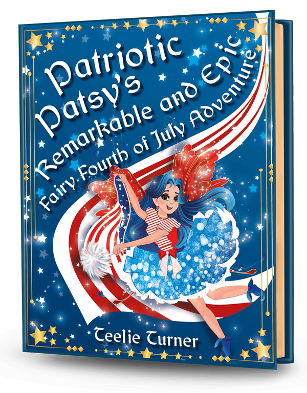 Cover of Patriotic Patsy's Remarkable and Epic Fairy Fourth of July Adventure, a patriotic fairy fourth of july adventure ebook featuring a fairy celebrating with magical fireworks.