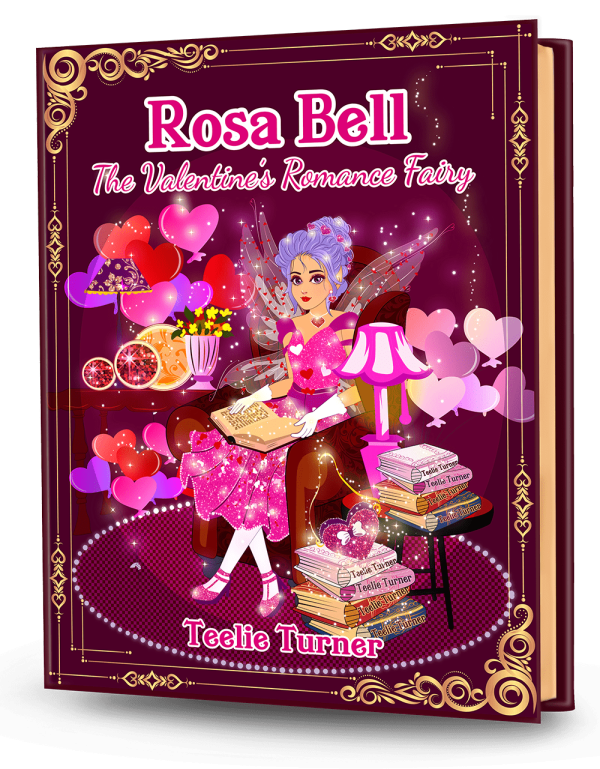 Cover of Rosa Bell The Valentine's Romantic Fairy, a valentines romantic fairy adventure ebook featuring a magical fairy surrounded by hearts and Valentine sparkle.