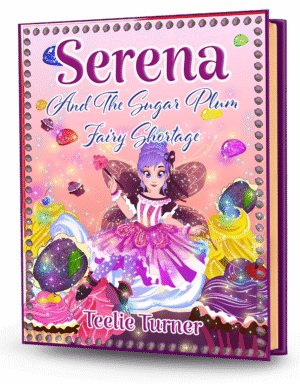 Cover of Serena the Sugar Plum Fairy Shortage - Vol. 1, a sugar plum fairy adventure ebook featuring a magical fairy surrounded by sparkling sugar plum treats.