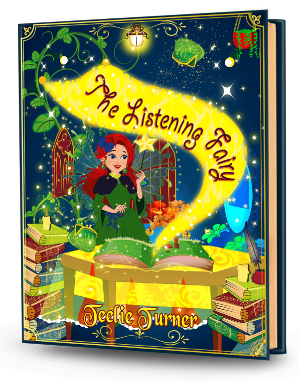 Cover of The Listening Fairy, a listening fairy adventure ebook featuring a gentle fairy listening to friends in a magical Fairyland setting.