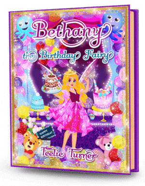 Cover of Bethany the Birthday Fairy, a birthday fairy adventure ebook featuring a magical fairy celebrating a colorful birthday party in Fairyland.
