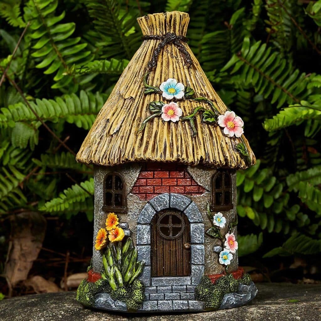 fairy garden house solar lights outdoor decorations