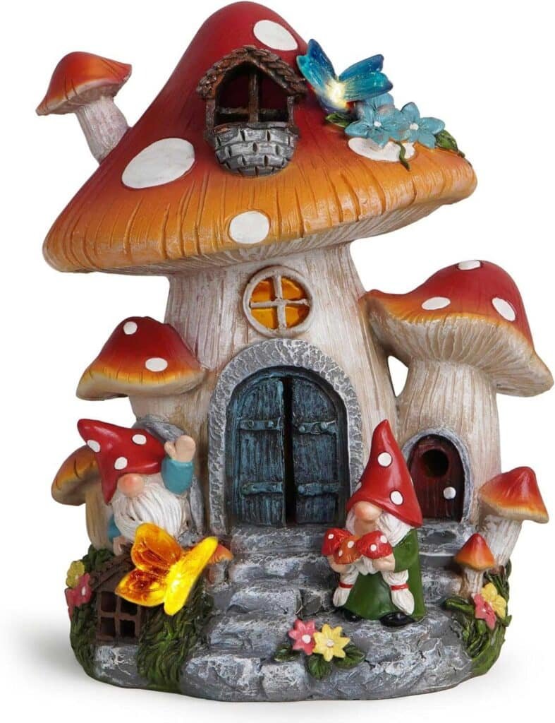 fairy garden house solar lights outdoor decorations fairy garden accessories village cottage gnomes houses 9.3 inch