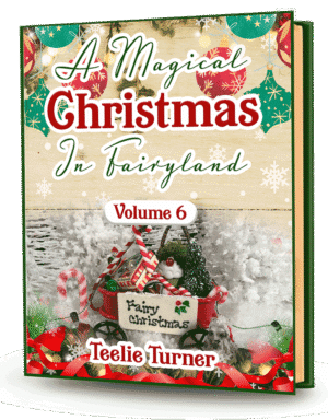 Cover of A Magical Christmas in Fairyland - Volume 6, a christmas fairyland adventure ebook featuring fairies celebrating a magical snowy Christmas in Fairyland.
