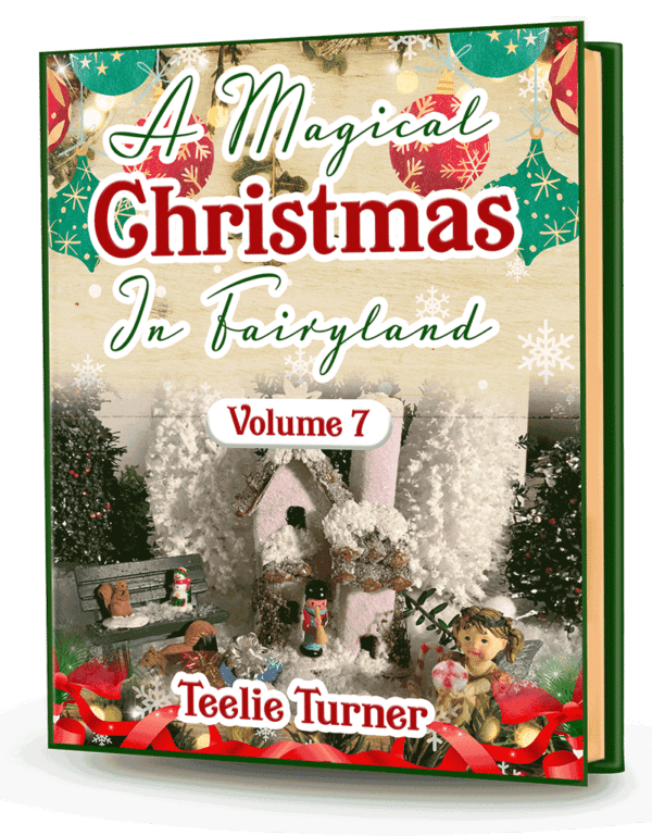Cover of A Magical Christmas in Fairyland - Volume 7, a christmas fairyland adventure ebook featuring fairies celebrating a magical snowy Christmas in Fairyland.