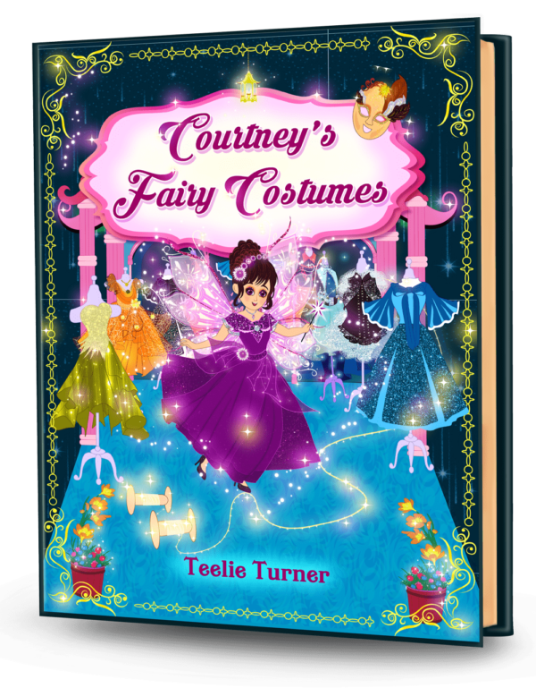 Cover of Courtney’s Fairy Costumes, a fairy costume adventure ebook featuring magical fairy costumes and sparkling dress-up designs.