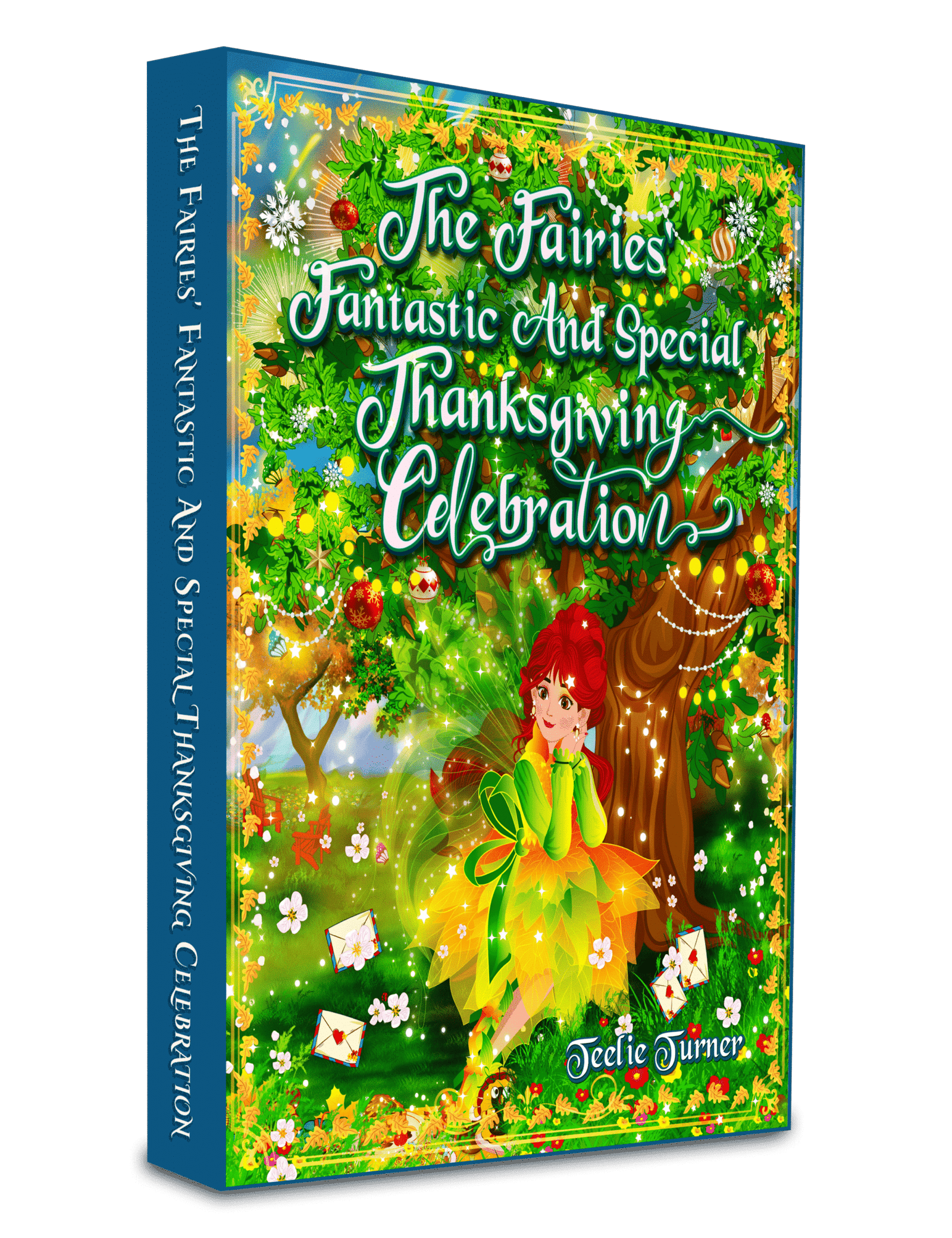 The Fairies' Fantastic And Special Thanksgiving Celebration 3D mock up with spine-min