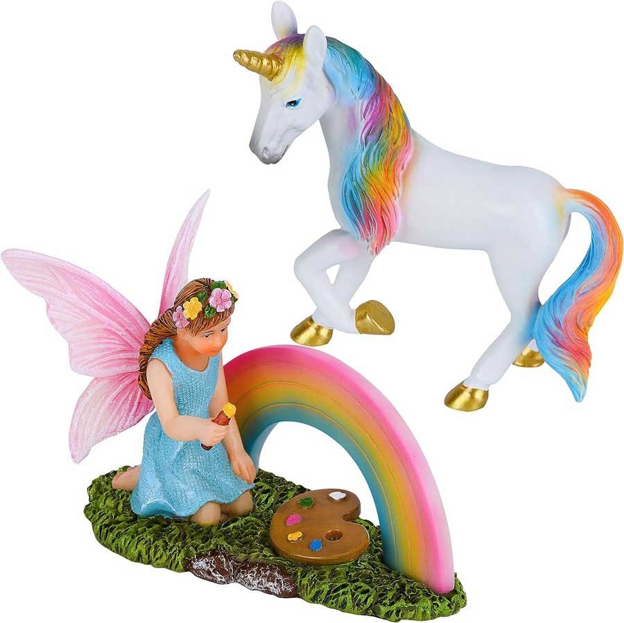 mood lab fairy garden unicorn rainbow set of 2 pcs