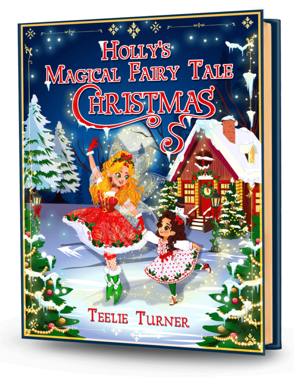 Cover of Holly's Magical Fairy Tale Christmas, a magical fairy christmas adventure ebook featuring fairies celebrating a magical snowy Christmas.