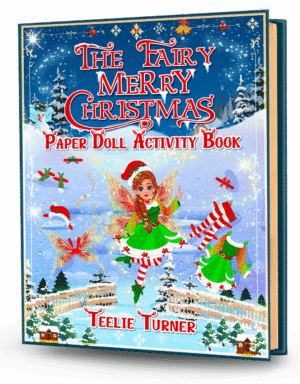 Cover of The Fairy Merry Paper Doll Activity Book, a fairy paper doll activity ebook featuring magical fairy dolls and dress-up outfits.