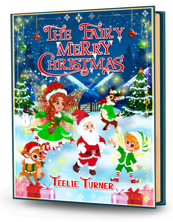 Cover of The Fairy Merry Christmas, a fairy merry christmas adventure ebook featuring fairies celebrating a magical snowy Christmas in Fairyland.