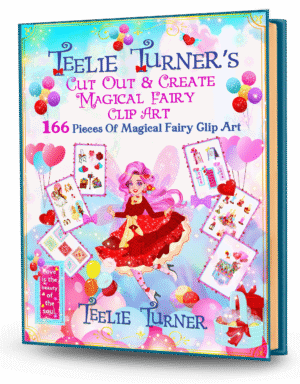 Cover of Teelie Turner’s Cut Out & Create Magical Fairy Clip Art Set (166 Pieces), a magical fairy clip art craft ebook with whimsical fairy illustrations.