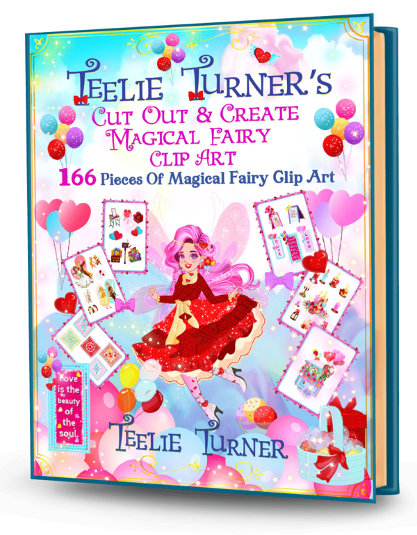 Cover of Teelie Turner’s Cut Out & Create Magical Fairy Clip Art Set (166 Pieces), a magical fairy clip art craft ebook with whimsical fairy illustrations.