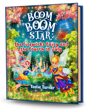 Cover of Boom Boom Star: The Fireworks Fairy and the Fourth of July, a fourth of july fireworks fairy adventure ebook featuring a fairy with magical fireworks.