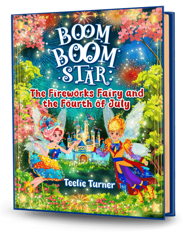 Cover of Boom Boom Star: The Fireworks Fairy and the Fourth of July, a fourth of july fireworks fairy adventure ebook featuring a fairy with magical fireworks.