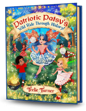 Cover of Patriotic Patsy’s Wild Ride Through History, a patriotic history adventure ebook featuring a magical journey through American history.