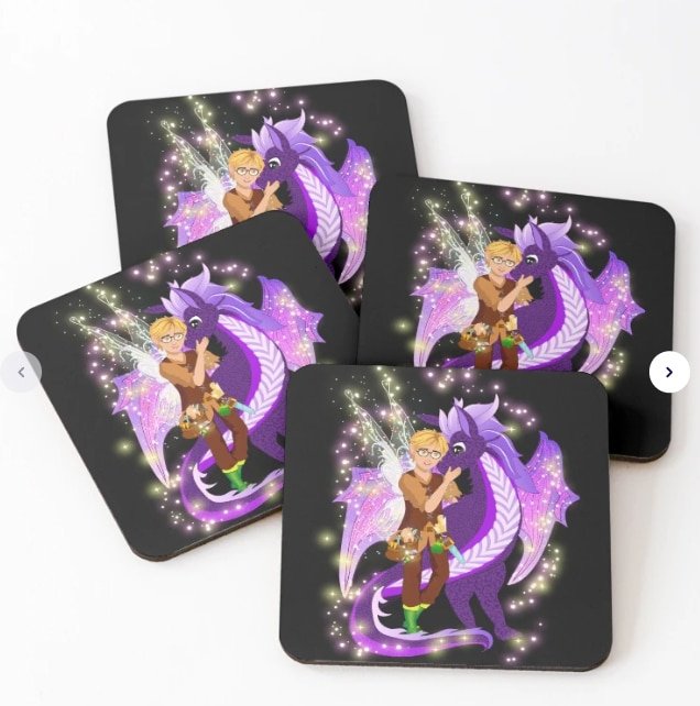 Tobie-Tinker’s-Love-For-His-Purple-Dragon-Pete-Coasters-(Set-of-4)