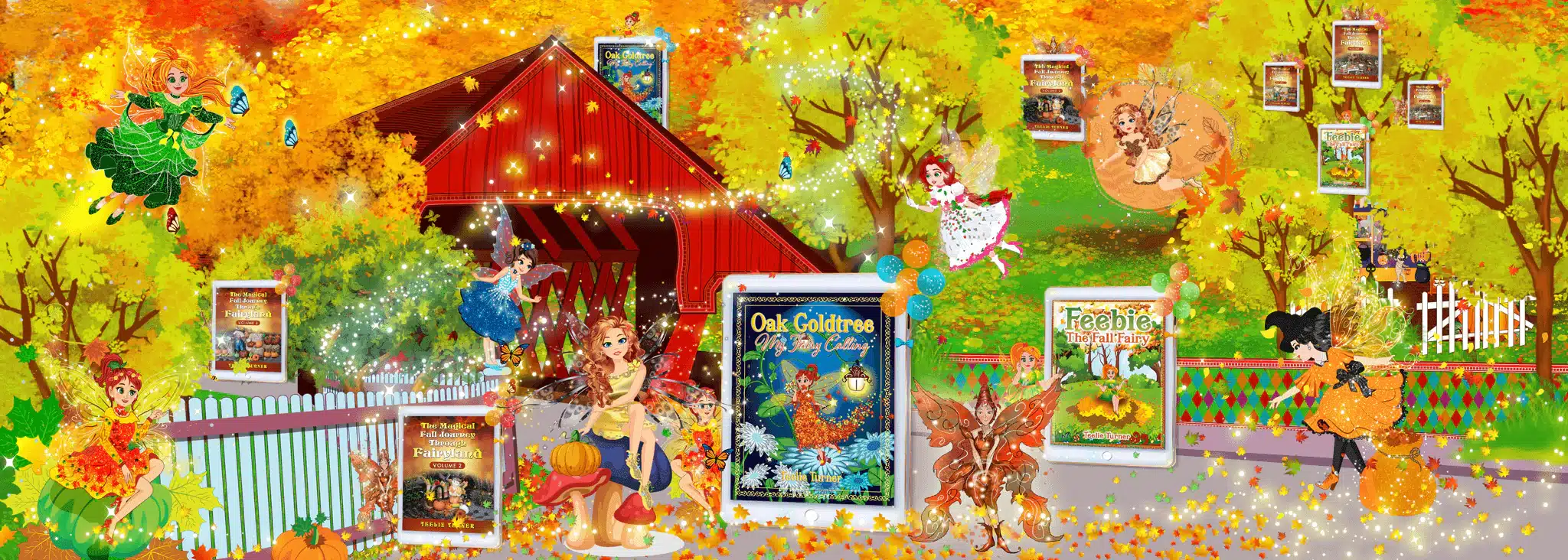 Oak Goldtree and Feebie the Fall Fairy in Teelie Turner’s Magical Fall children’s eBook series"
