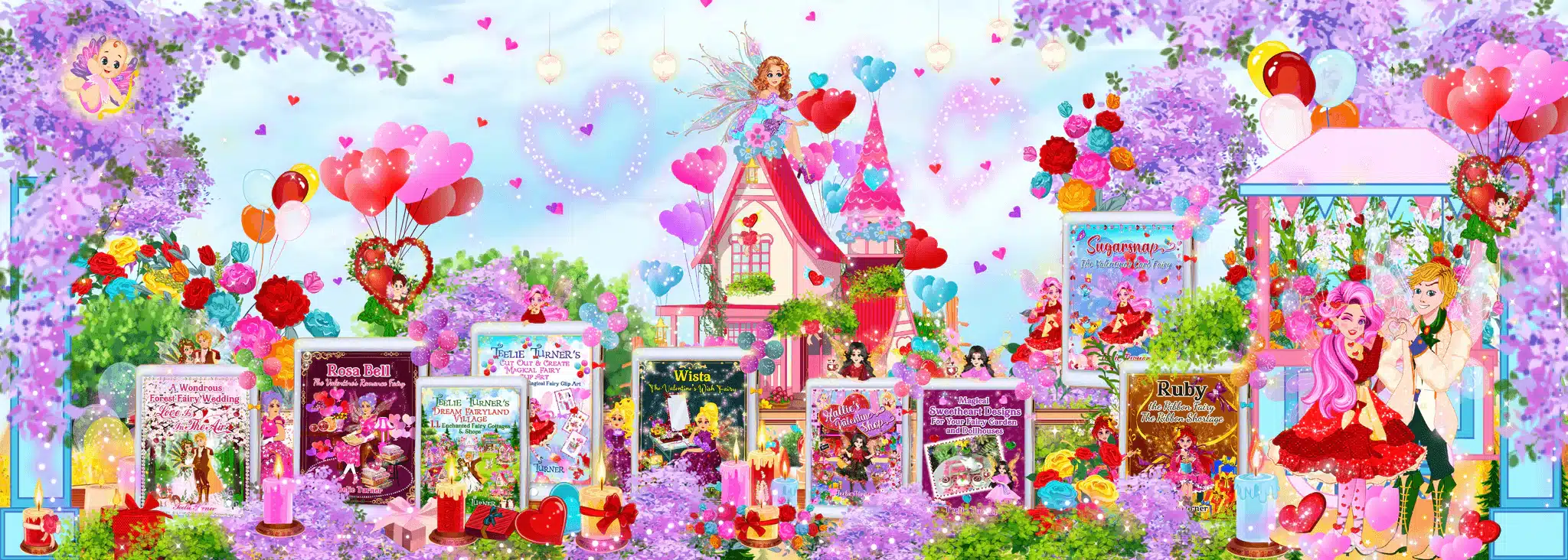 Fairies celebrating Valentine’s Day with magical love notes in Teelie Turner’s children’s eBook collection