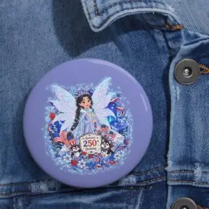 [CS] Custom Pin Buttons – Crystal Snowglimmer™ | America 250 Celebration by Teelie Turner